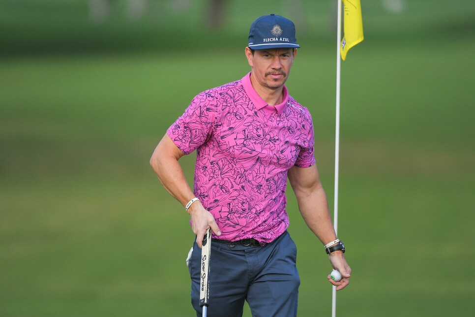 HONOLULU, HI - JANUARY 12: Mark Wahlberg plays in the Pro-AM prior to the Sony Open in Hawaii at Waialae Country Club on January 12, 2022 in Honolulu, Hawaii. (Photo by Ben Jared/PGA TOUR)