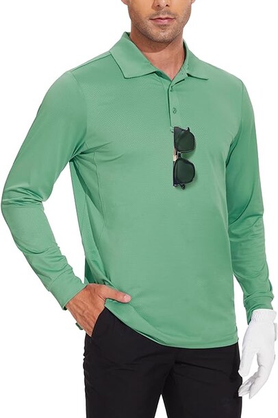 JIM LEAGUE Men's Long Sleeve Golf Polo