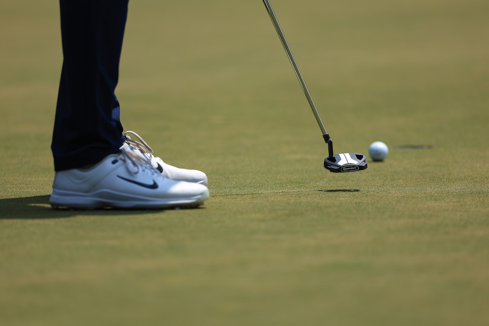 PINEHURST, NORTH CAROLINA - JUNE 16: A detail photograph of the putter belonging to Scottie Scheffler of The United States on the seventh hole during the final round of the 2024 U.S. Open Championship on the No.2 Course at The Pinehurst Resort on June 16, 2024 in Pinehurst, North Carolina. (Photo by David Cannon/Getty Images)